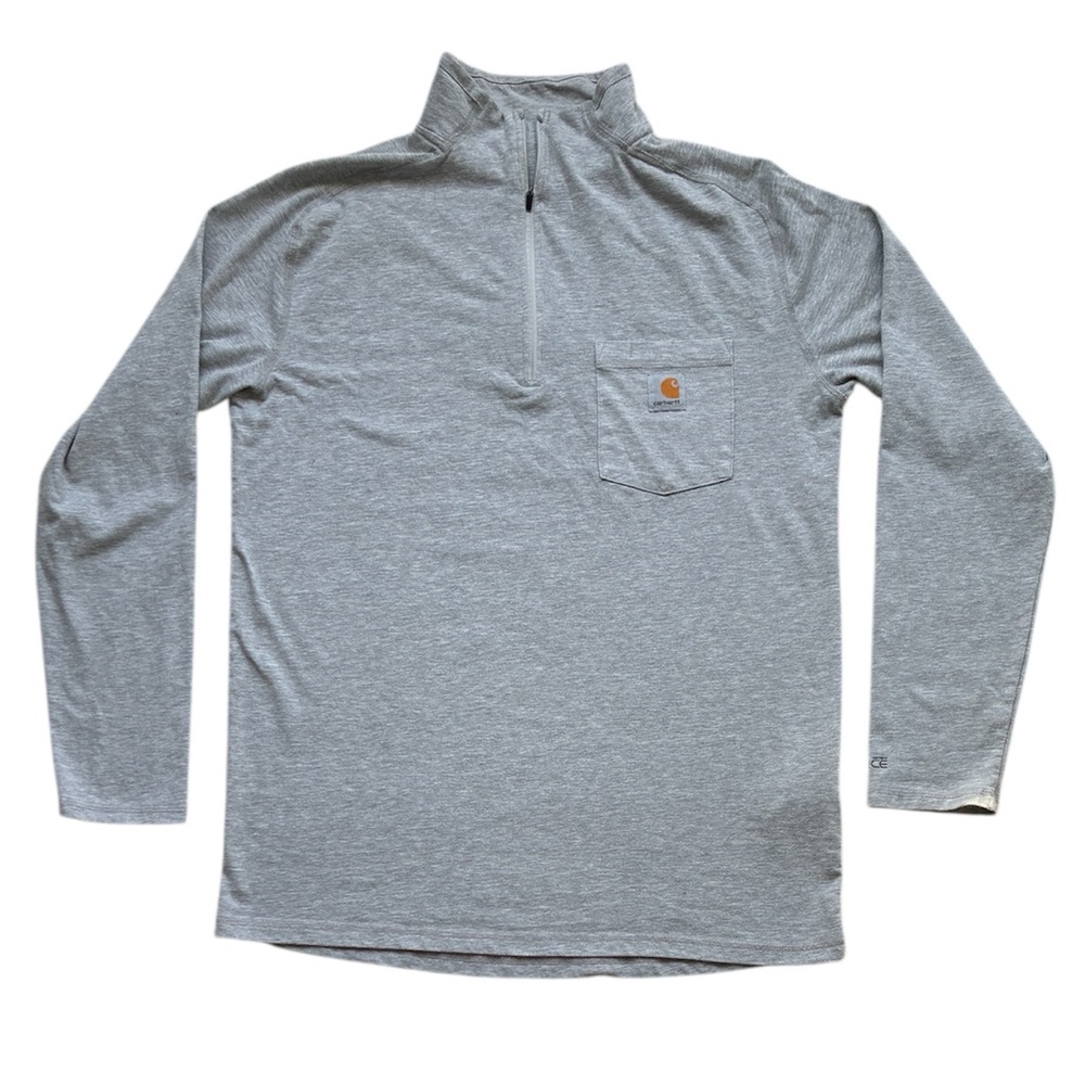 Carhartt Force Men’s Gray Quarter-Zip Long Sleeve Shirt Size Medium